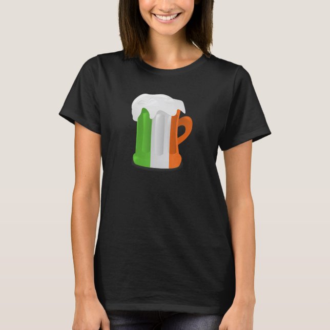 Irish Flag Beer Stein St Patrick's Day Drinking T-Shirt (Front)