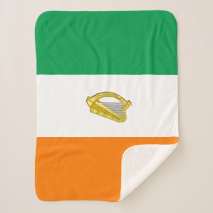 Irish Flag Blanket, harp, patriotic, Ireland Sherpa Blanket