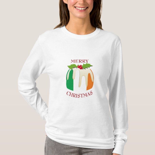 IRISH FLAG  Christmas Pudding  T-Shirt (Front)