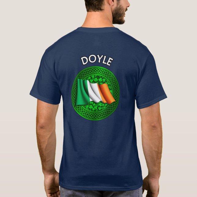 Irish Flag Clover Celtic Knot - Doyle T-Shirt (Back)
