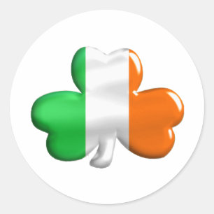 Irish Flag Clover Classic Round Sticker