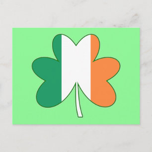 Irish Flag Colour Shamrock Postcard