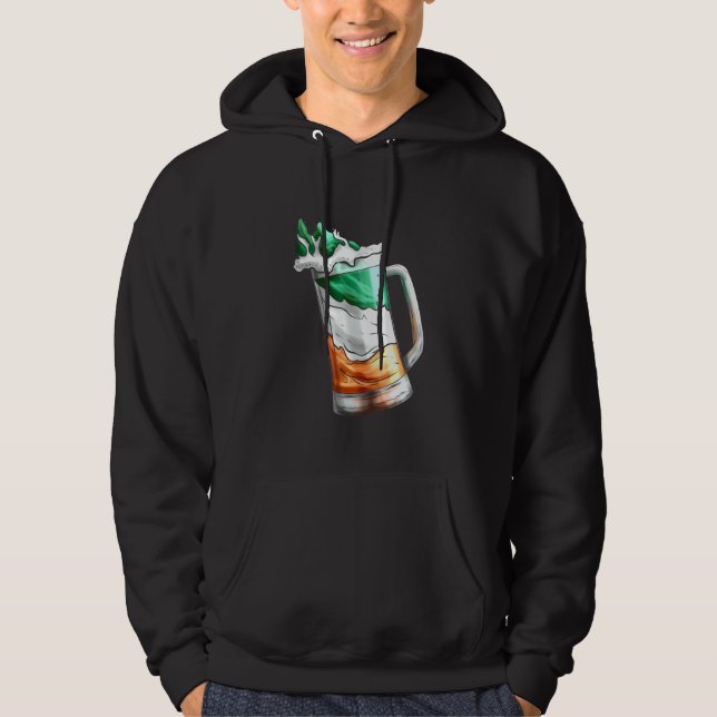 Irish Flag Coloured Glass Of Beer On St Patricks D Hoodie (Front)