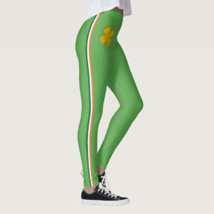 Irish flag Colours Orange White Green & Shamrock Leggings
