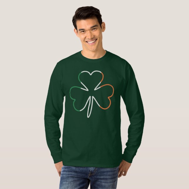 Irish Flag Colours Shamrock Clover St. Patrick T-S T-Shirt (Front Full)