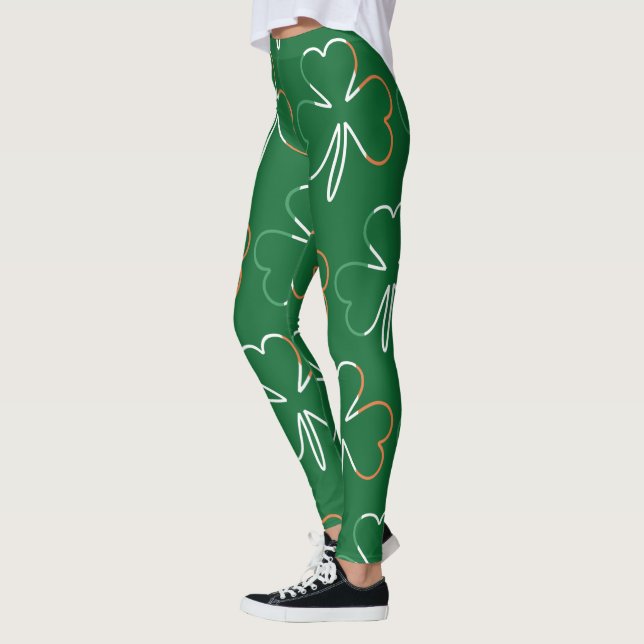 Irish Flag Colours Shamrocks Clovers St. Patrick Leggings (Left)