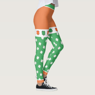IRISH Flag Colours with 4 Leaf Clovers Leggings