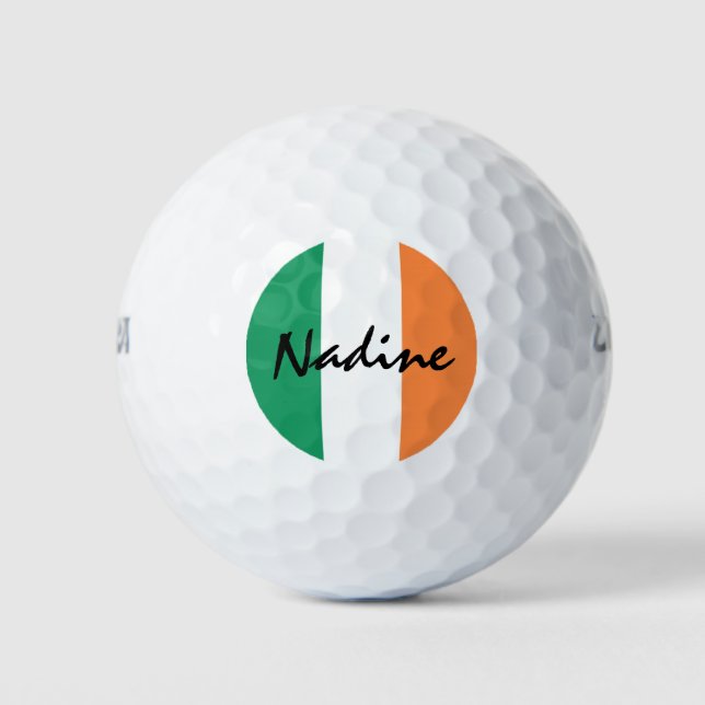 Irish Flag Custom Name wu gbt Golf Balls (Front)