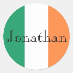 Irish Flag Customisable Name stkt Classic Round Sticker