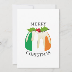 IRISH FLAG   Festive Plum Pudding   Christmas Holiday Card