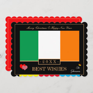 Irish Flag & Happy New Year/Best Wishes Ireland Holiday Card