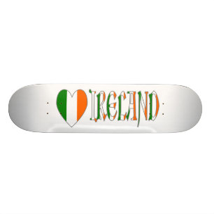 Irish Flag Heart & Word Ireland Skateboard