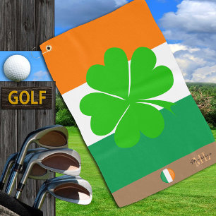Irish flag & Ireland monogrammed Golf Shamrock Towel