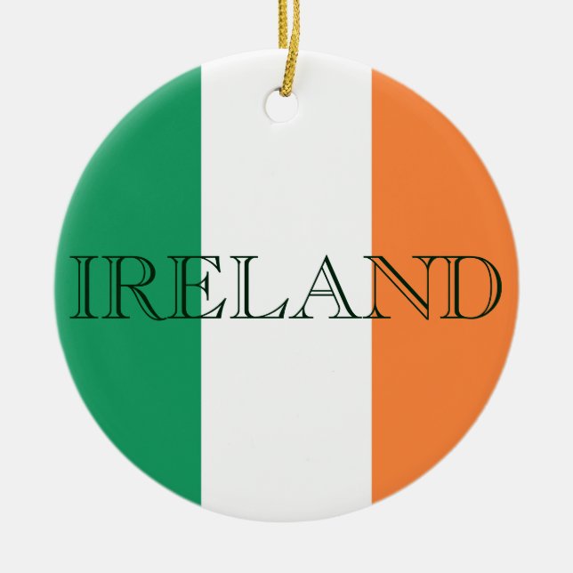 Irish Flag Ireland orncnt Ceramic Tree Decoration (Front)