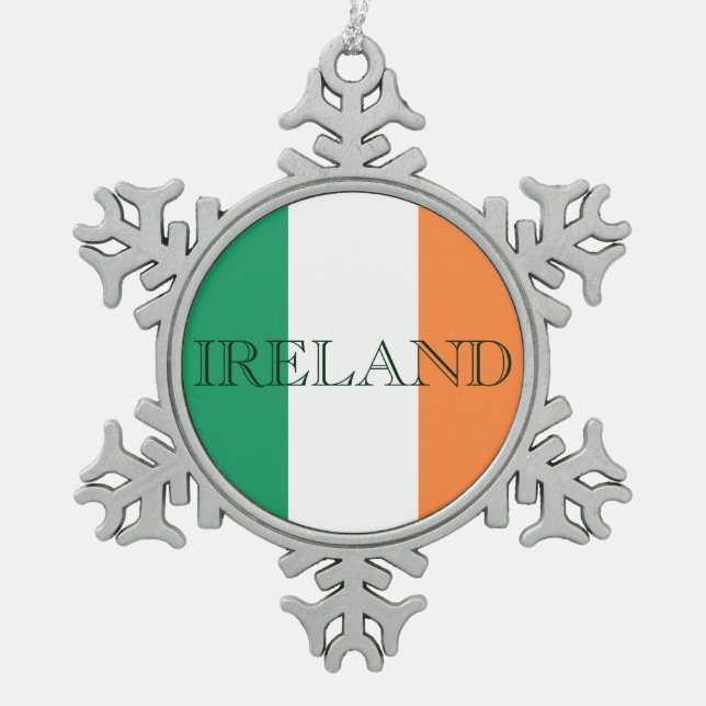 Irish Flag Ireland orncnt Snowflake Pewter Christmas Ornament (Front)