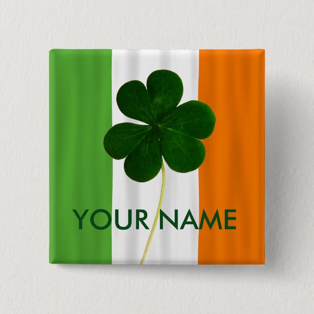 Irish Flag Ireland Shamrock Clover Volunteer 15 Cm Square Badge (Front)