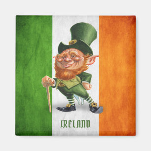 IRISH FLAG LEPRECHAUN MAGNET