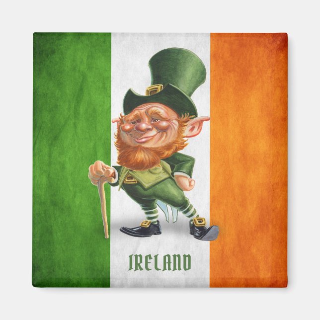 IRISH FLAG LEPRECHAUN MAGNET (Front)