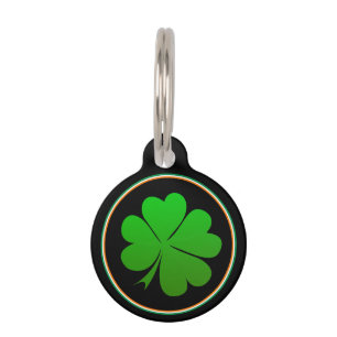 Irish Flag, Lucky Clover, Ireland Pet ID Tag