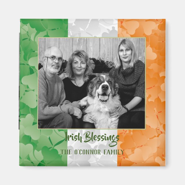 Irish flag of shamrocks and blessings keepsake mag magnet (Front)