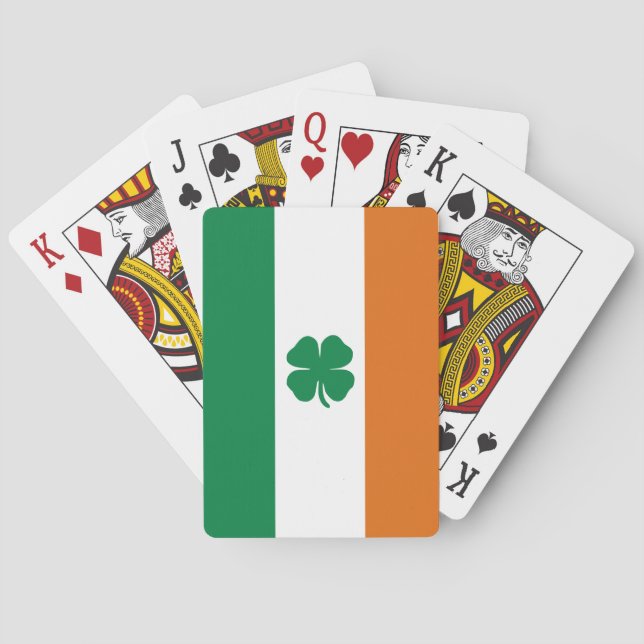 Irish Flag Patriotic Ireland Flag Four Leaf Clover Playing Cards (Back)