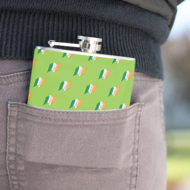 Irish Flag Pattern Hip Flask (In Situ)