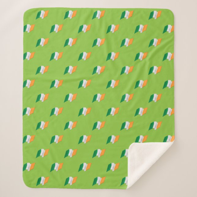 Irish Flag Pattern Sherpa Blanket (Front)