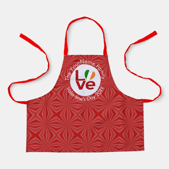 Irish Flag Red LOVE Personalised Kids  Apron (Front)