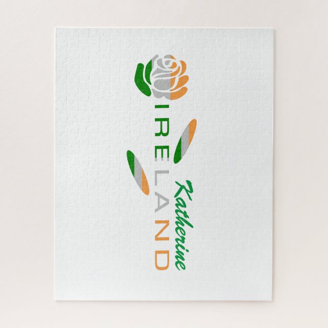 Irish Flag Rose Personalised Jigsaw Puzzle (Vertical)