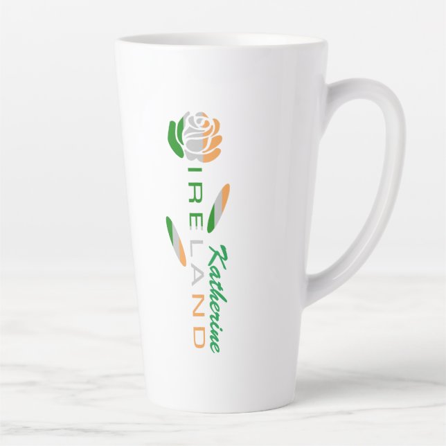 Irish Flag Rose Personalised Large Latte Mug (Right)