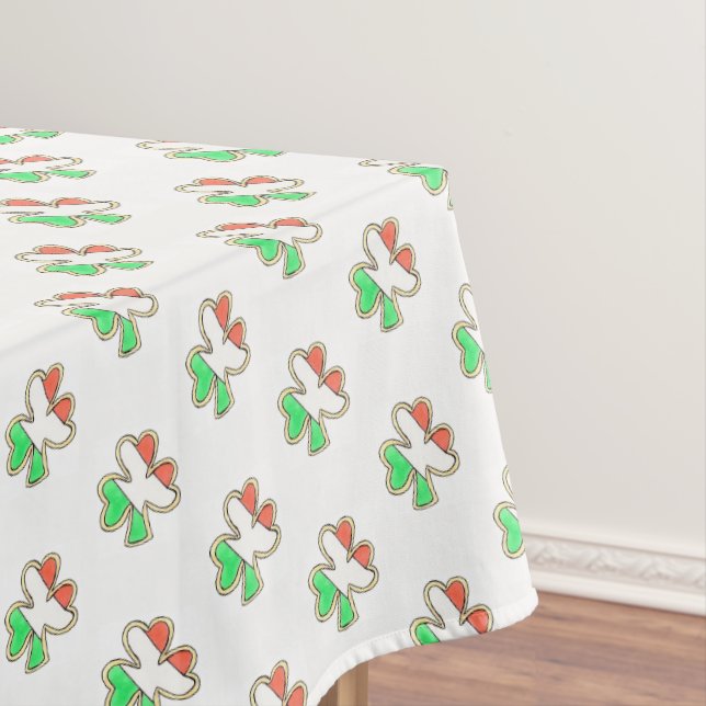 Irish Flag Shamrock Clover Cookie St Patrick's Day Tablecloth (In Situ)