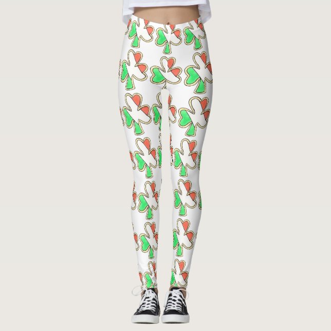Irish Flag Shamrock Cookie St. Patrick's Leggings (Front)