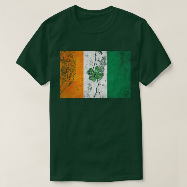 Irish Flag Shamrock (Distressed) T-Shirt (Design Front)