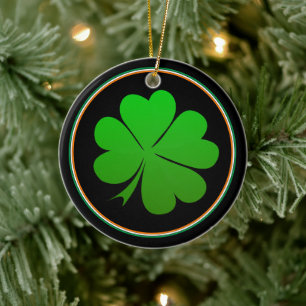 Irish Flag, Shamrock, Ireland Christmas Luck Ceramic Tree Decoration