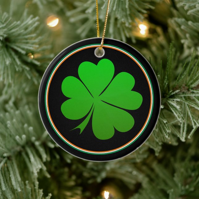 Irish Flag, Shamrock, Ireland Christmas Luck Ceramic Tree Decoration (Tree)