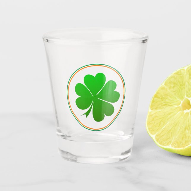 Irish Flag, Shamrock, Ireland party, St Patrick Shot Glass (Front)