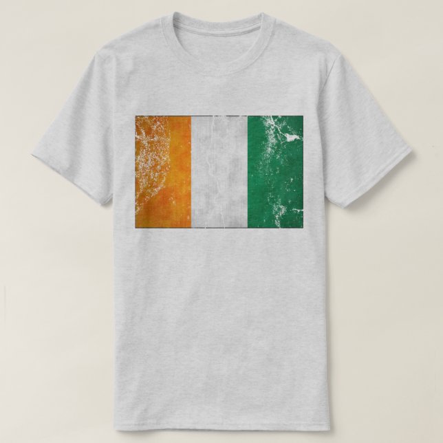 Irish Flag Shamrock T-Shirts (Distressed) (Design Front)