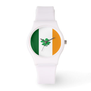 Irish flag shamrock wristwatches