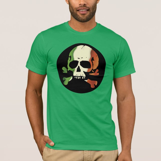 Irish Flag Skull Plain T-Shirt (Front)