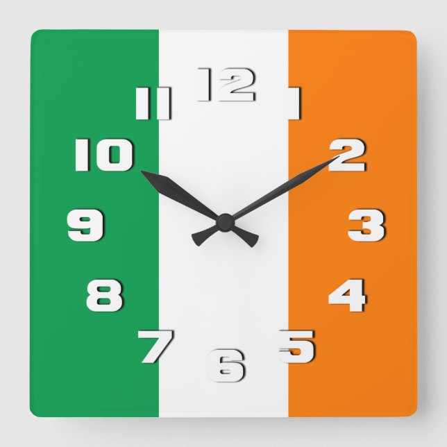 Irish Flag Square Wall Clock (Front)