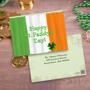Irish Flag St. Paddys Day Postcard Greeting