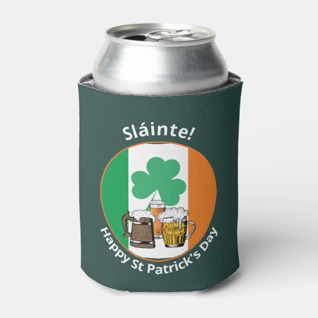 Irish Flag St Patricks Day Can Cooler (Can Front)