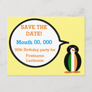 Irish Flag Talking Ms. Penguin Announcement Postcard