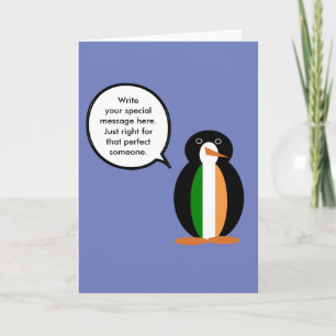 Irish Flag Talking Ms. Penguin  Card