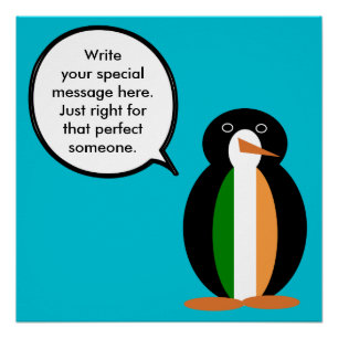 Irish Flag Talking Ms. Penguin Personalised Poster