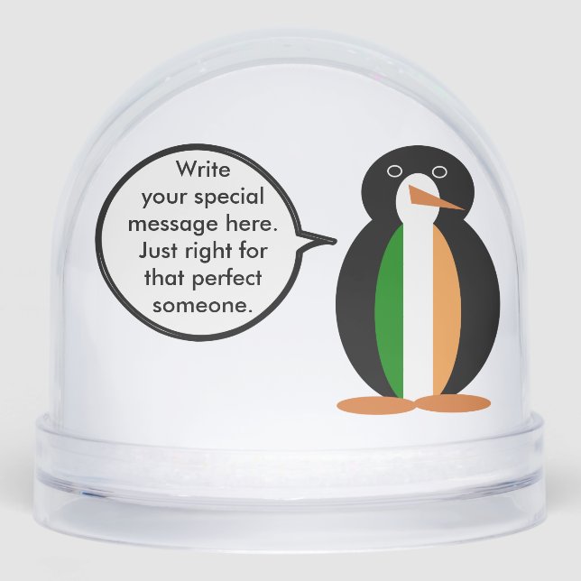 Irish Flag Talking Ms Penguin Personalised  Snowglobe (Front)