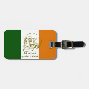 Irish Flag With Human Skull Drawing Luggage Tag