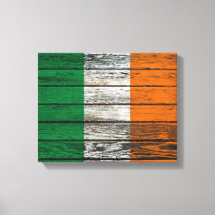 Irish Flag with Rough Wood Grain Effect Canvas Print