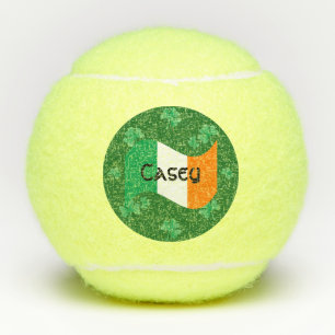 Irish Flag with Shamrocks Personalized Tennis Balls