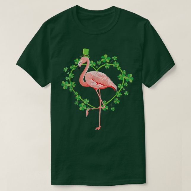 Irish Flamingo Green Saint Patrick Day 2022 Lucky  T-Shirt (Design Front)